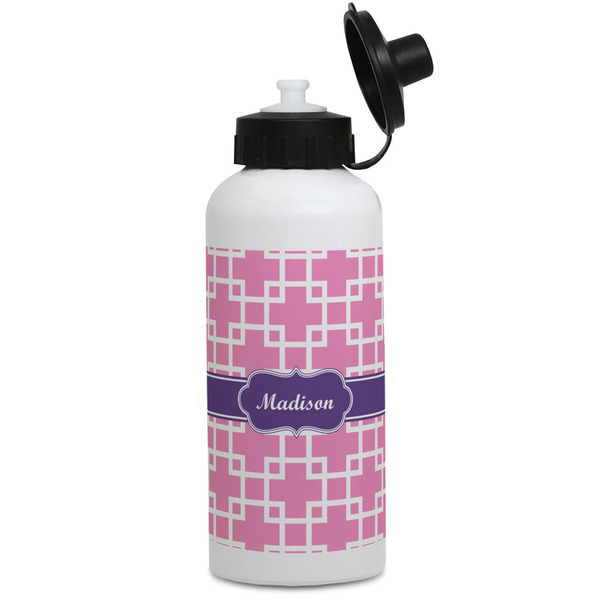 Custom Linked Squares Water Bottles - Aluminum - 20 oz - White (Personalized)