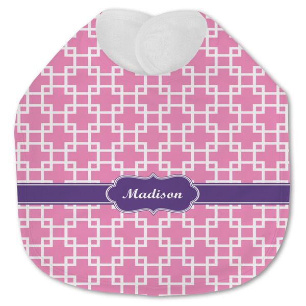 Custom Linked Squares Jersey Knit Baby Bib w/ Name or Text