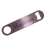 Linked Squares Bar Bottle Opener - Silver w/ Name or Text