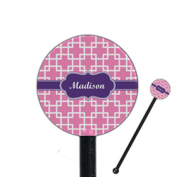 Linked Squares 5.5" Round Plastic Stir Sticks - Black - Single Sided (Personalized)