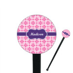 Linked Squares 7" Round Plastic Stir Sticks - Black - Double Sided (Personalized)