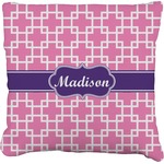 Linked Squares Faux-Linen Throw Pillow 16" (Personalized)