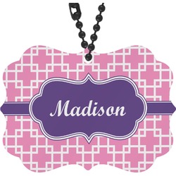 Linked Squares Rear View Mirror Charm (Personalized)