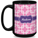 Linked Squares 15 Oz Coffee Mug - Black (Personalized)