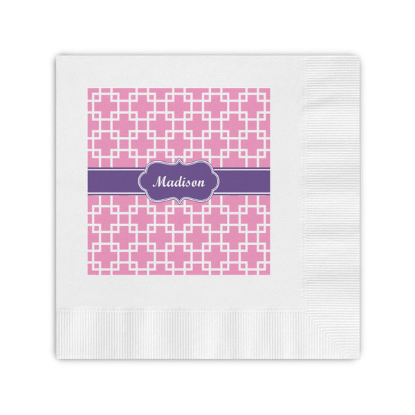 Custom Linked Squares Coined Cocktail Napkins (Personalized)