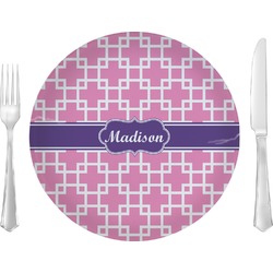 Linked Squares Glass Lunch / Dinner Plate 10" (Personalized)