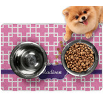 Linked Squares Dog Food Mat - Small w/ Name or Text