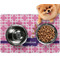 Linked Squares Dog Food Mat - Small LIFESTYLE