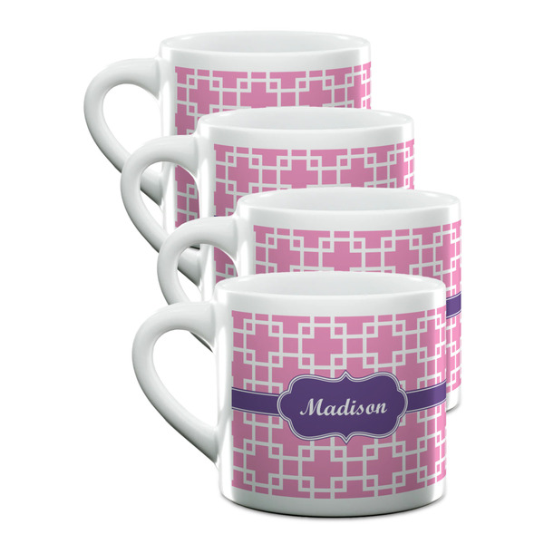 Custom Linked Squares Double Shot Espresso Cups - Set of 4 (Personalized)