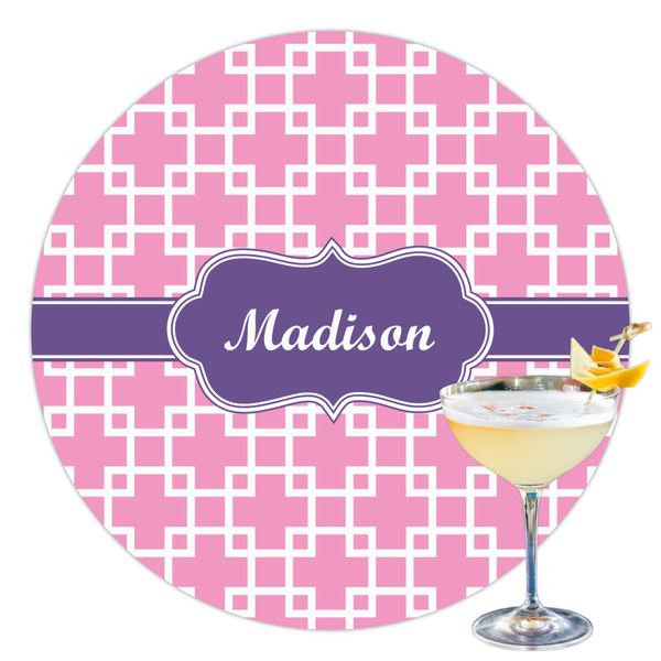 Custom Linked Squares Printed Drink Topper - 3.5" (Personalized)