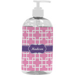 Linked Squares Plastic Soap / Lotion Dispenser (16 oz - Large - White) (Personalized)