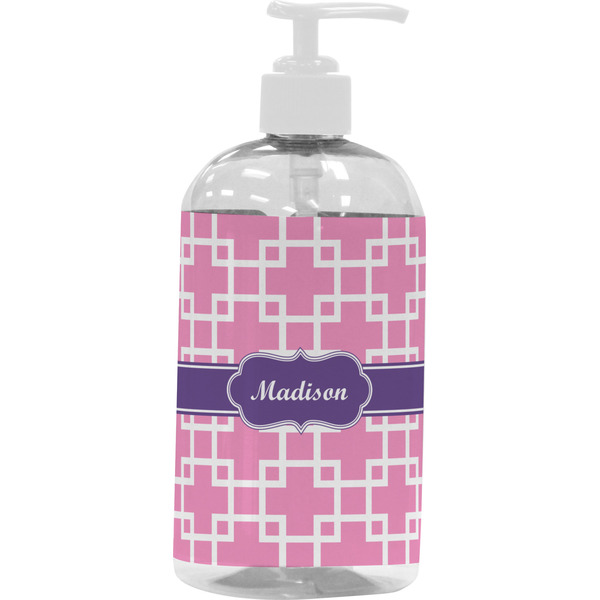 Custom Linked Squares Plastic Soap / Lotion Dispenser (16 oz - Large - White) (Personalized)