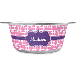 Linked Squares Stainless Steel Dog Bowl - Large (Personalized)