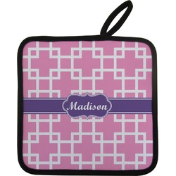 Linked Squares Pot Holder w/ Name or Text