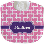 Linked Squares Velour Baby Bib w/ Name or Text