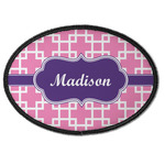 Linked Squares Iron On Oval Patch w/ Name or Text