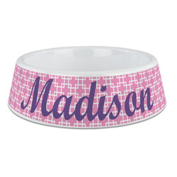 Linked Squares Plastic Dog Bowl - Large (Personalized)