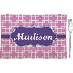 Linked Squares Rectangular Glass Appetizer / Dessert Plate - Single or Set (Personalized)