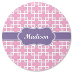 Linked Squares Round Rubber Backed Coaster (Personalized)