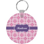 Linked Squares Round Plastic Keychain (Personalized)