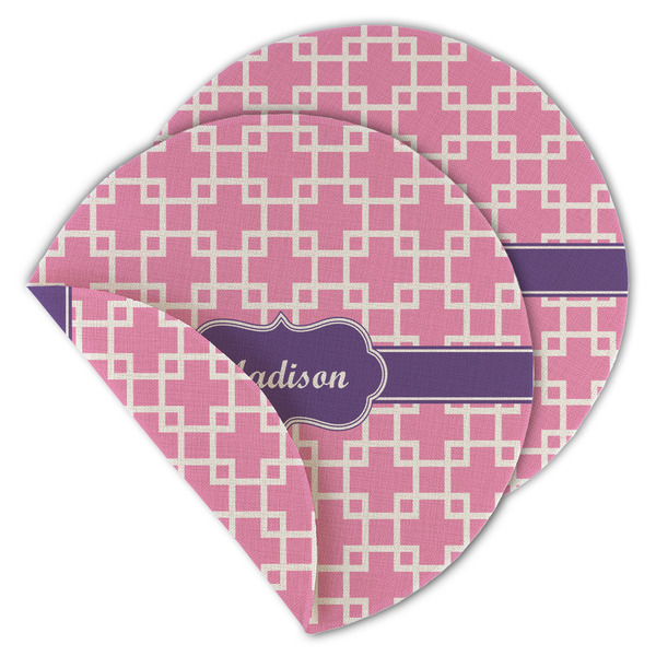 Custom Linked Squares Round Linen Placemat - Double Sided (Personalized)