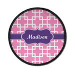 Linked Squares Iron On Round Patch w/ Name or Text