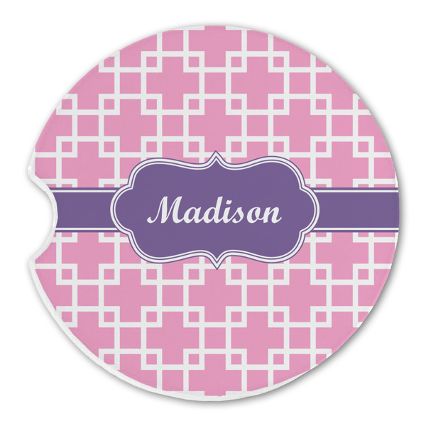 Custom Linked Squares Sandstone Car Coaster - Single (Personalized)