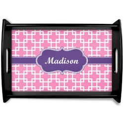 Linked Squares Black Wooden Tray - Small (Personalized)