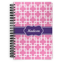 Linked Squares Spiral Notebook - 7x10 w/ Name or Text