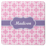 Linked Squares Square Rubber Backed Coaster (Personalized)