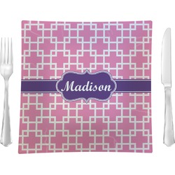 Linked Squares Glass Square Lunch / Dinner Plate 9.5" (Personalized)