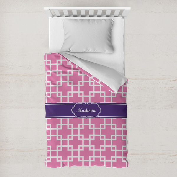 Custom Linked Squares Toddler Duvet Cover w/ Name or Text