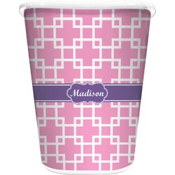 Linked Squares Waste Basket - Single Sided (White) (Personalized)