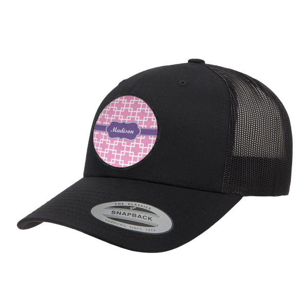 Custom Linked Squares Trucker Hat - Black (Personalized)