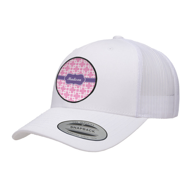 Custom Linked Squares Trucker Hat - White (Personalized)