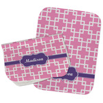 Linked Squares Burp Cloths - Fleece - Set of 2 w/ Name or Text