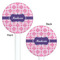 Linked Squares White Plastic 5.5" Stir Stick - Double Sided - Round - Front & Back