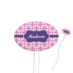 Linked Squares 7" Oval Plastic Stir Sticks - White - Double Sided (Personalized)