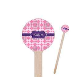 Linked Squares 7.5" Round Wooden Stir Sticks - Double Sided (Personalized)