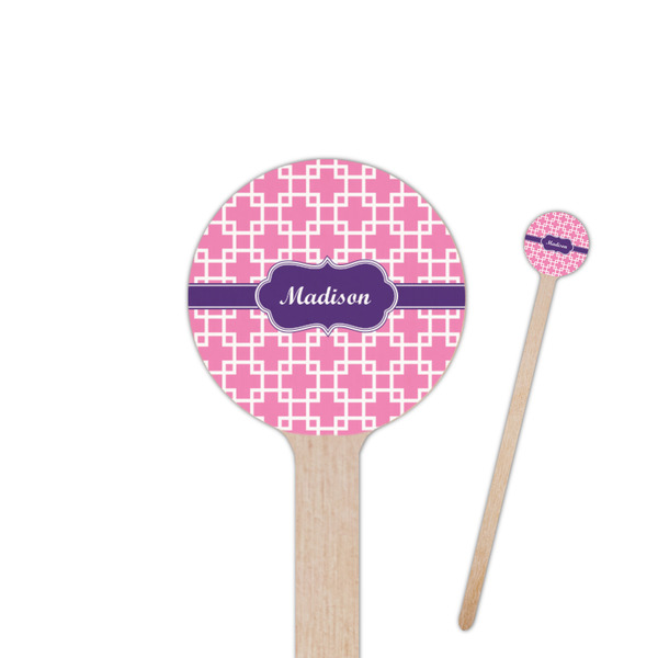 Custom Linked Squares 7.5" Round Wooden Stir Sticks - Double Sided (Personalized)