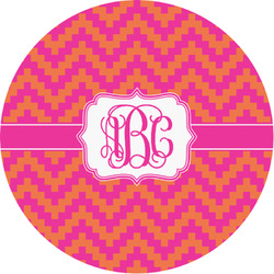 Pink & Orange Chevron Multipurpose Round Labels - 1" (Personalized)