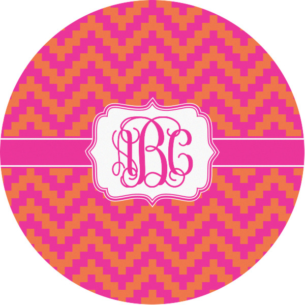 Custom Pink & Orange Chevron Multipurpose Round Labels - 1" (Personalized)