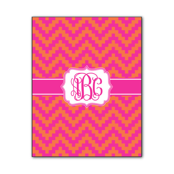 Custom Pink & Orange Chevron Wood Print - 11x14 (Personalized)