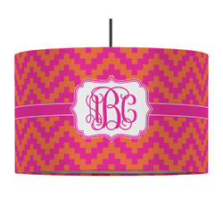 Pink & Orange Chevron 12" Drum Pendant Lamp - Fabric (Personalized)