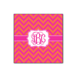 Pink & Orange Chevron Wood Print - 12x12 (Personalized)