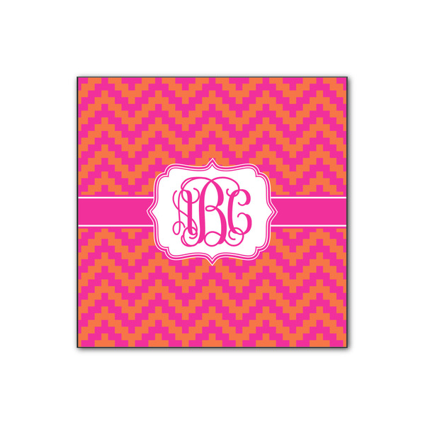 Custom Pink & Orange Chevron Wood Print - 12x12 (Personalized)