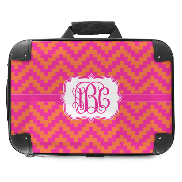 Custom Pink & Orange Chevron Hard Shell Briefcase - 18" (Personalized)