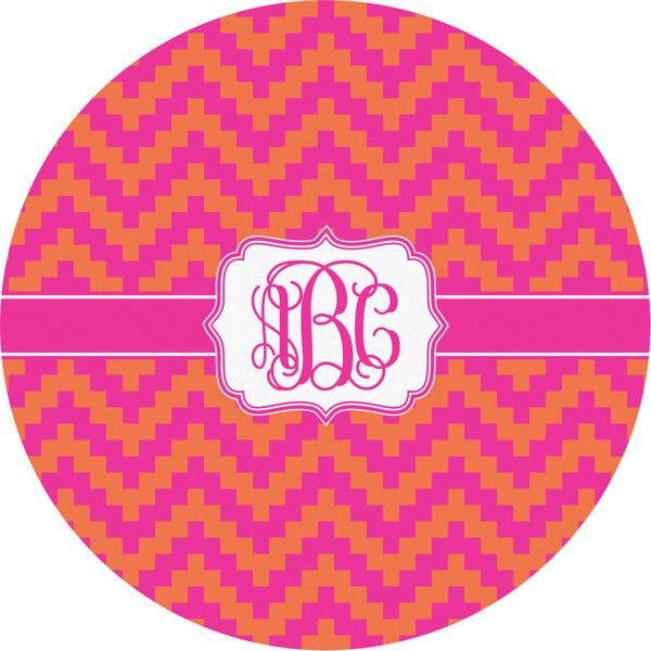 Custom Pink & Orange Chevron Multipurpose Round Labels - 2" (Personalized)