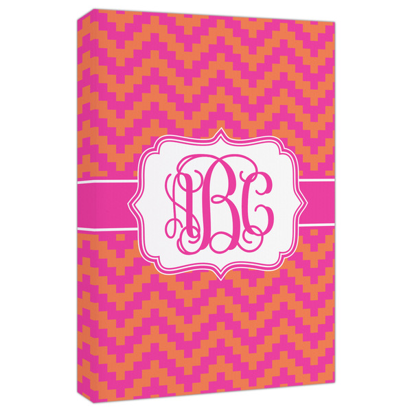 Custom Pink & Orange Chevron Canvas Print - 20x30 (Personalized)