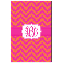 Pink & Orange Chevron Wood Print - 20x30 (Personalized)